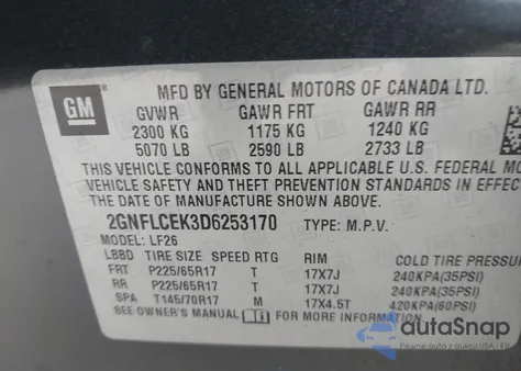 2013 Chevrolet Equinox Ls из США, поврежденный, VIN 2GNFLCEK3D6253170